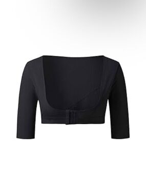 Black Women's Scoop Neck Crop Top with Three-Quarter Sleeves Bolero